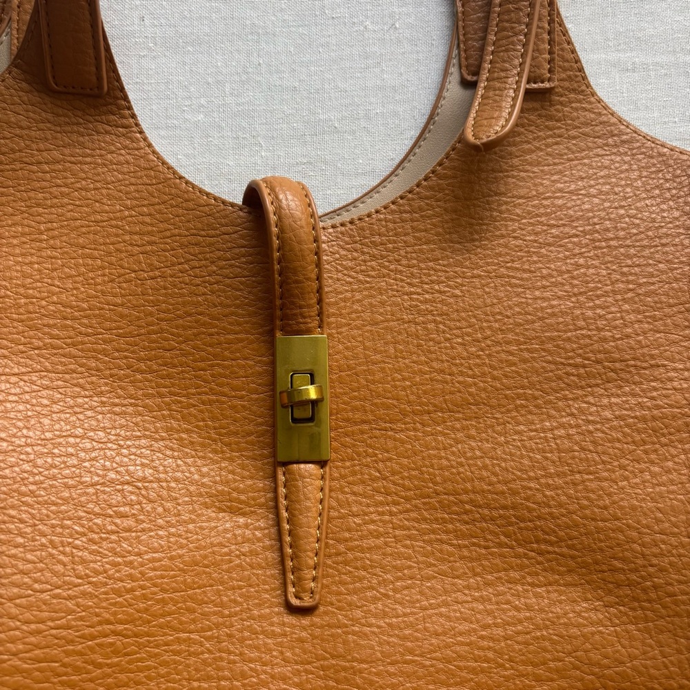 Miztique Isabelle 2-in-1 Camel Vegan Leather Tote | Modern - Picture 2 of 11